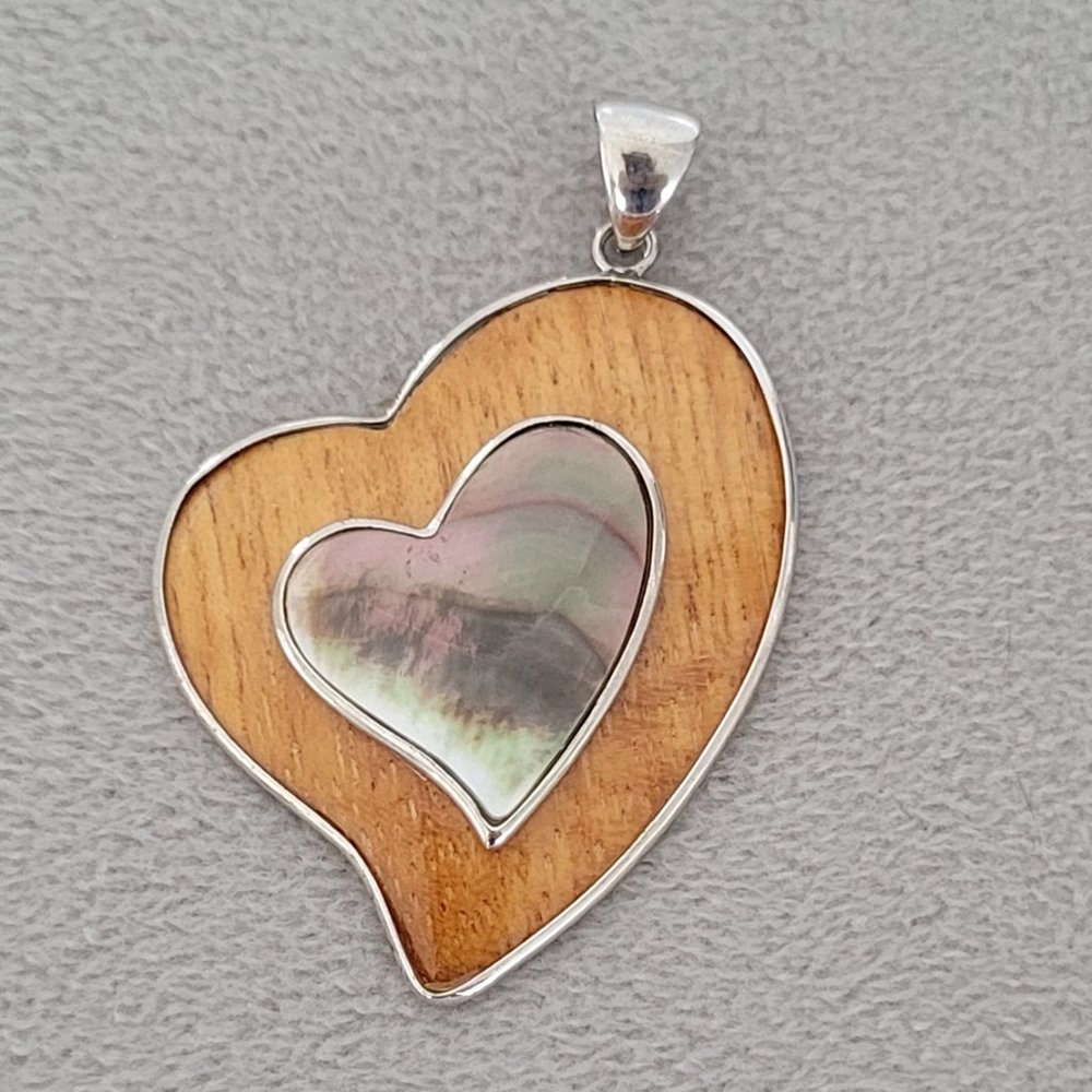 925 Sterling Silver and Wood Pendant